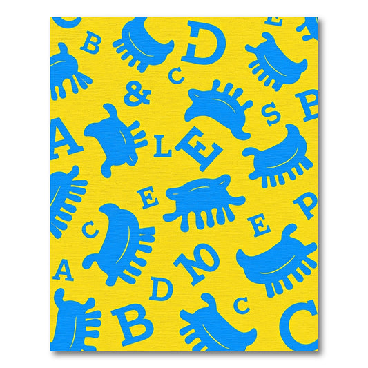 Bright Blue Alphabet Splash Rug