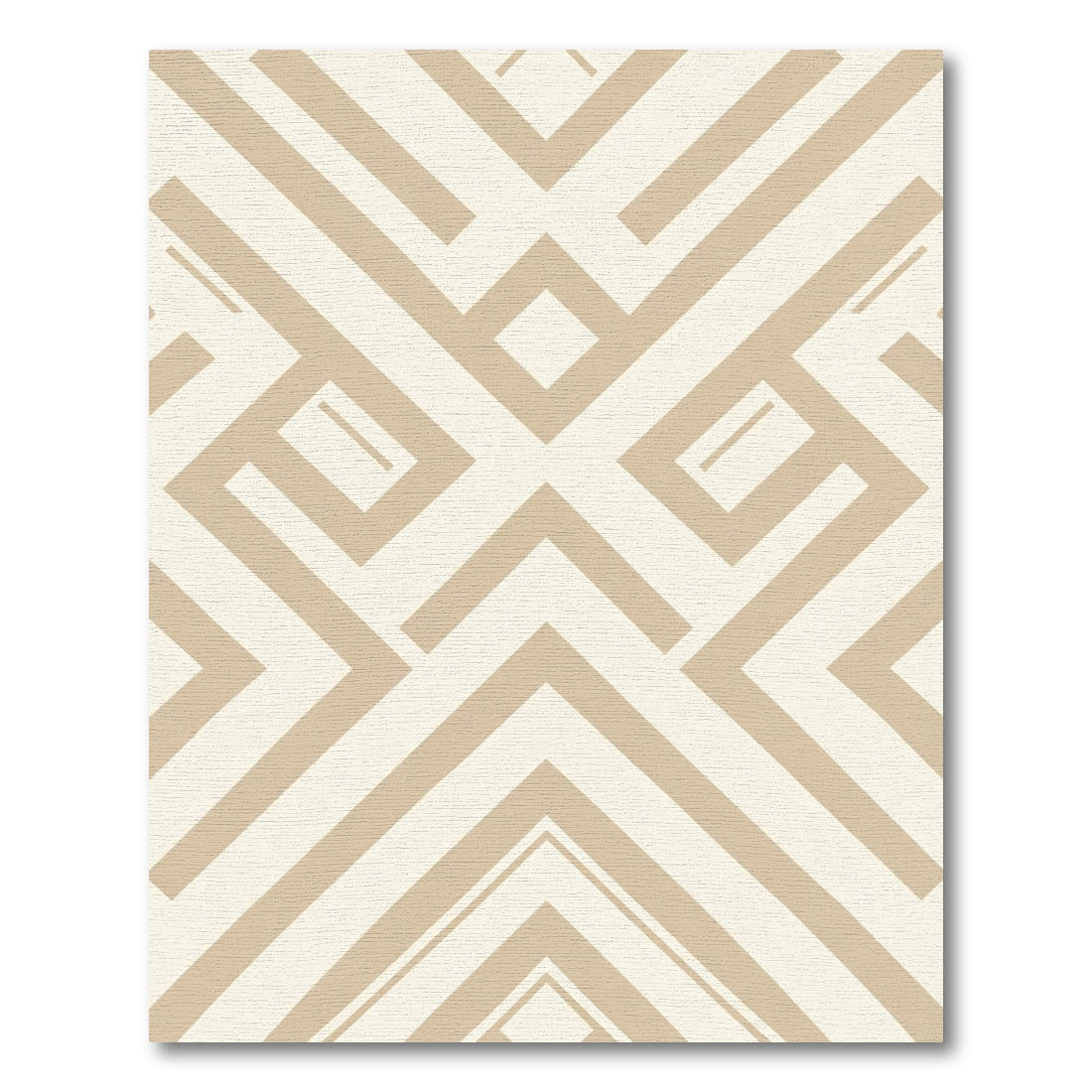 Neutral Beige Geometric Labyrinth Rug