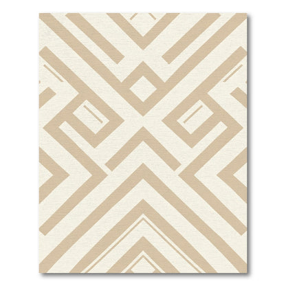 Neutral Beige Geometric Labyrinth Rug