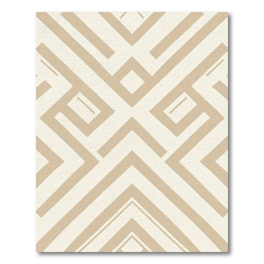 Neutral Beige Geometric Labyrinth Rug