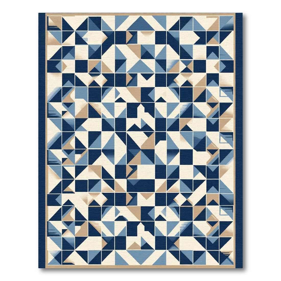 Navy Blue Geometric Fragmented Field Rug
