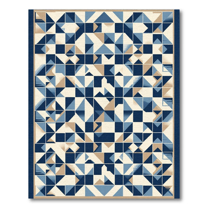 Navy Blue Geometric Fragmented Field Rug