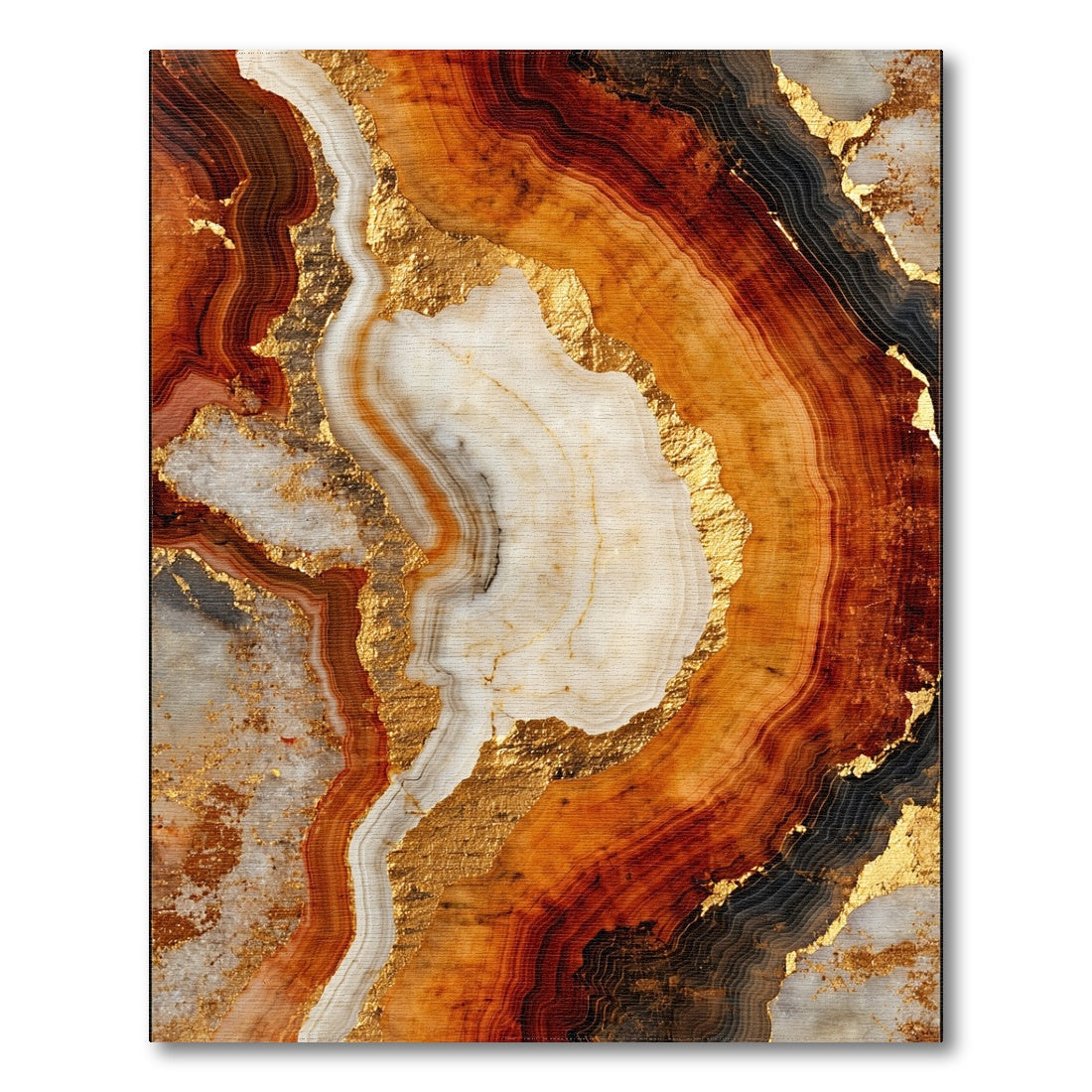 Brown and Gold Layered Marble Area Rug