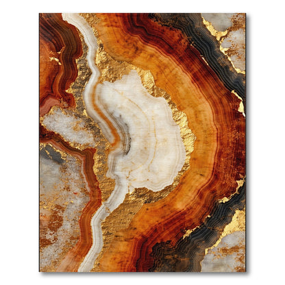 Brown and Gold Layered Marble Area Rug