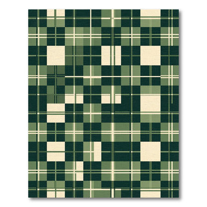 Green Cream Checkered Geometric Weave Rug