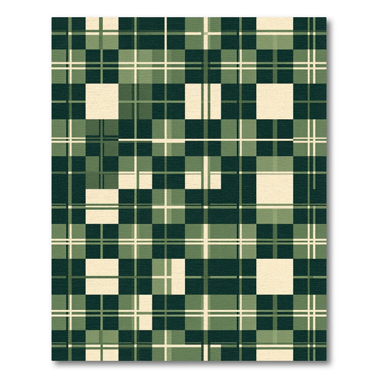 Green Cream Checkered Geometric Weave Rug