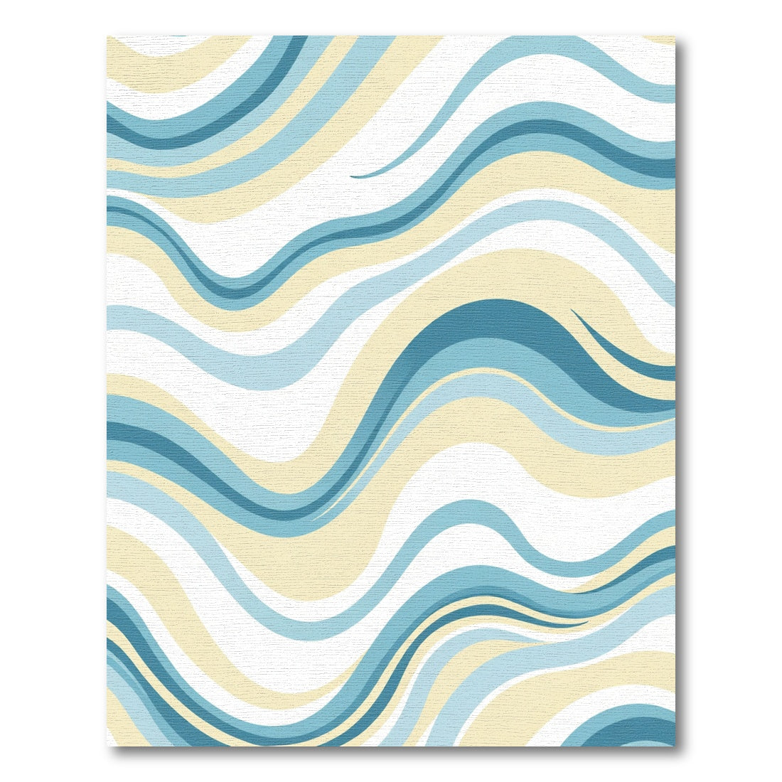 Serene Blue Cream Abstract Wave Rug