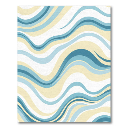 Serene Blue Cream Abstract Wave Rug