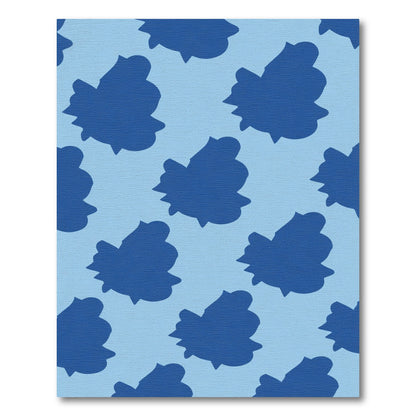 Deep Blue Abstract Leaf Composition Rug