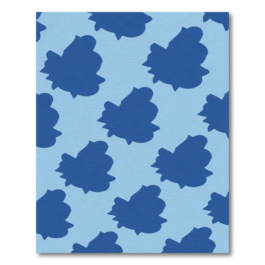 Deep Blue Abstract Leaf Composition Rug