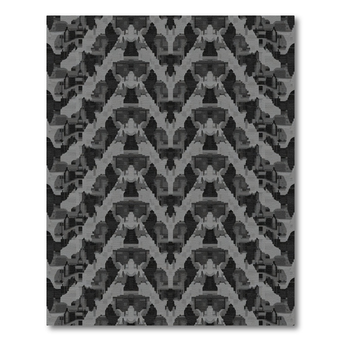 Monochromatic Pixelated Chevron Rug