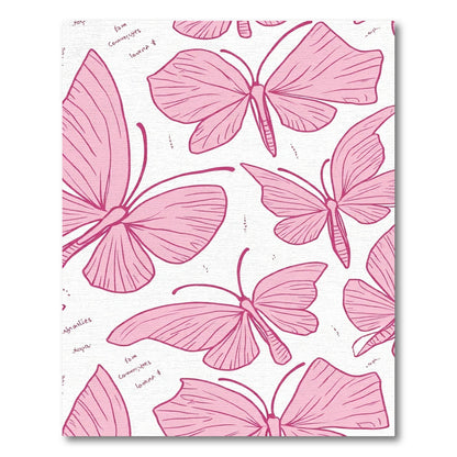 Pink Butterfly Patterned Sketch Rug