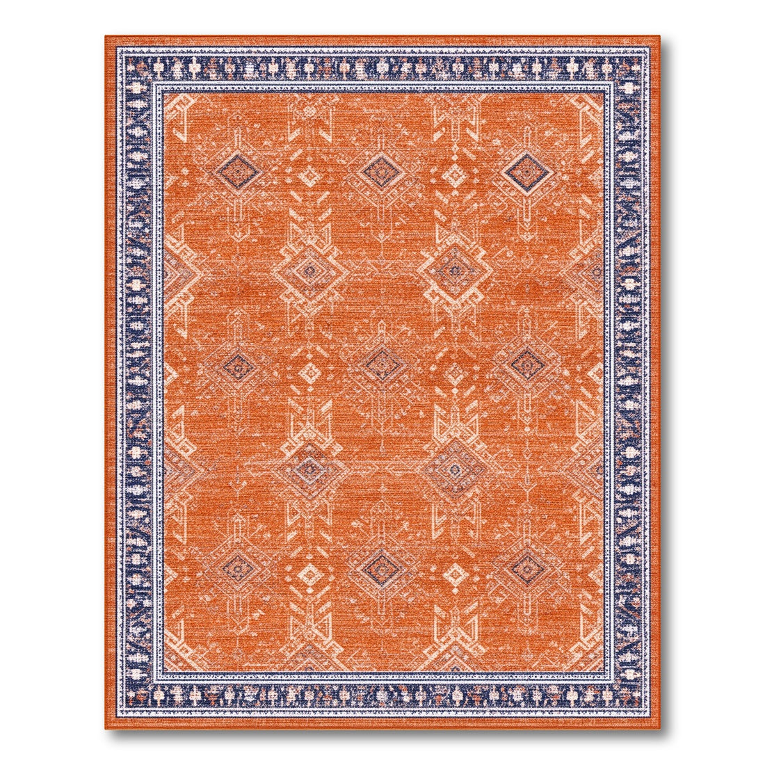 Orange Geometric Tribal Area Rug