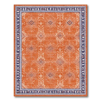 Orange Geometric Tribal Area Rug