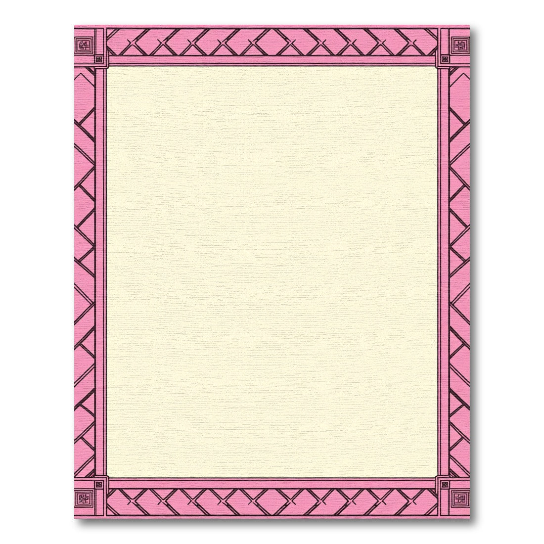 Pink Geometric Lattice Border Rug