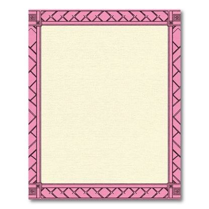 Pink Geometric Lattice Border Rug