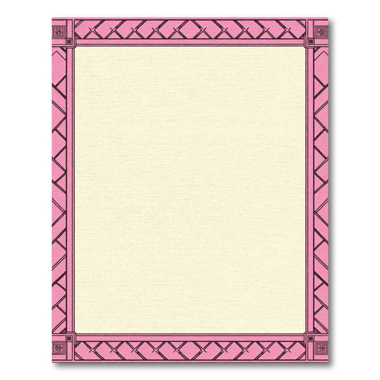 Pink Geometric Lattice Border Rug