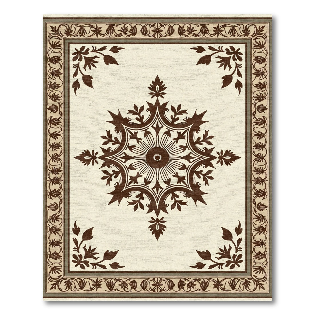Ornate Blossom Frame Traditional Rug