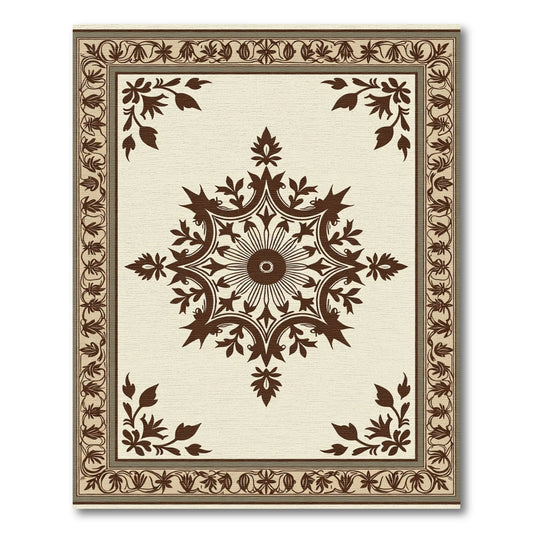 Ornate Blossom Frame Traditional Rug