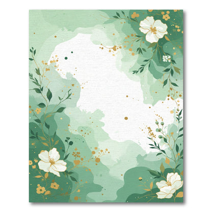 Green Watercolor Floral Botanical Vines Rug