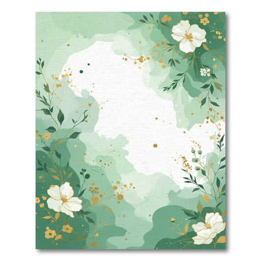 Green Watercolor Floral Botanical Vines Rug
