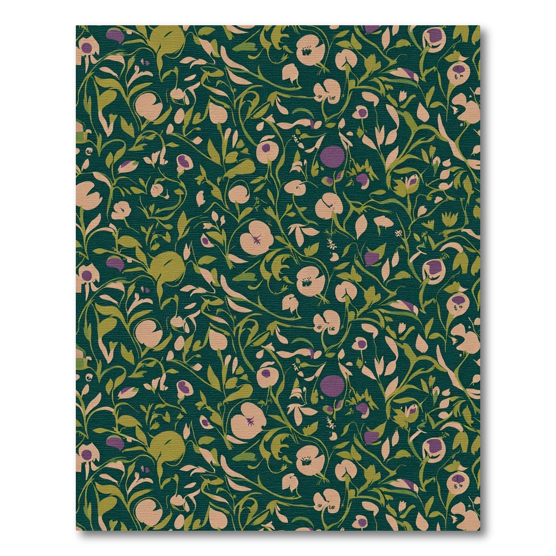 Deep Teal Floral Vine Garden Rug
