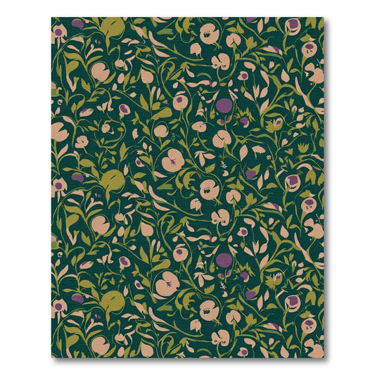 Deep Teal Floral Vine Garden Rug