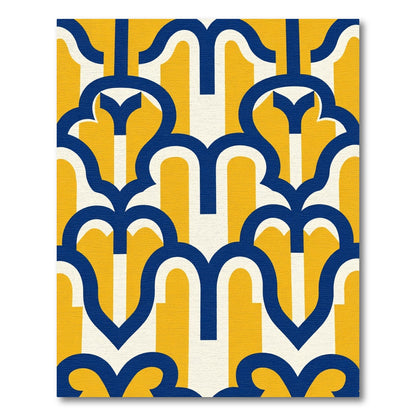Bold Navy Yellow Archway Bloom Rug