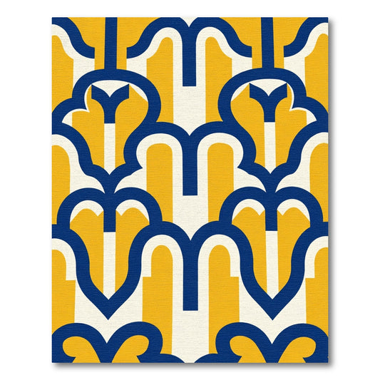 Bold Navy Yellow Archway Bloom Rug
