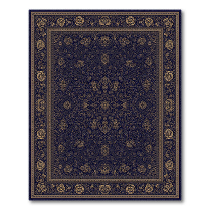 Blue and Teal Navy Gold Floral Persian Area Rug