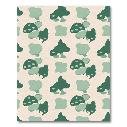 Sage Green Abstract Organic Shapes Rug