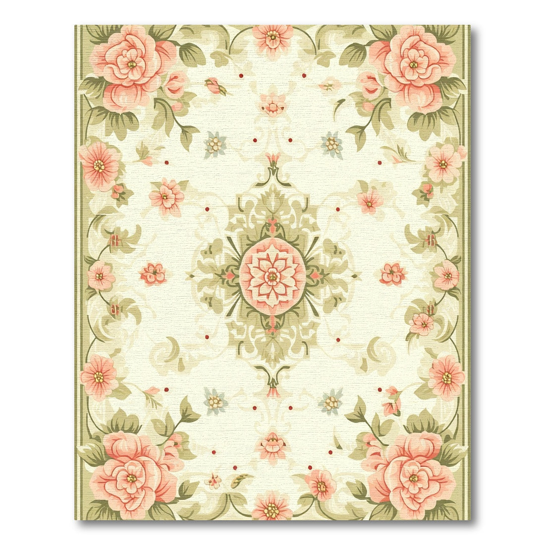Coral Garden Floral Medallion Rug