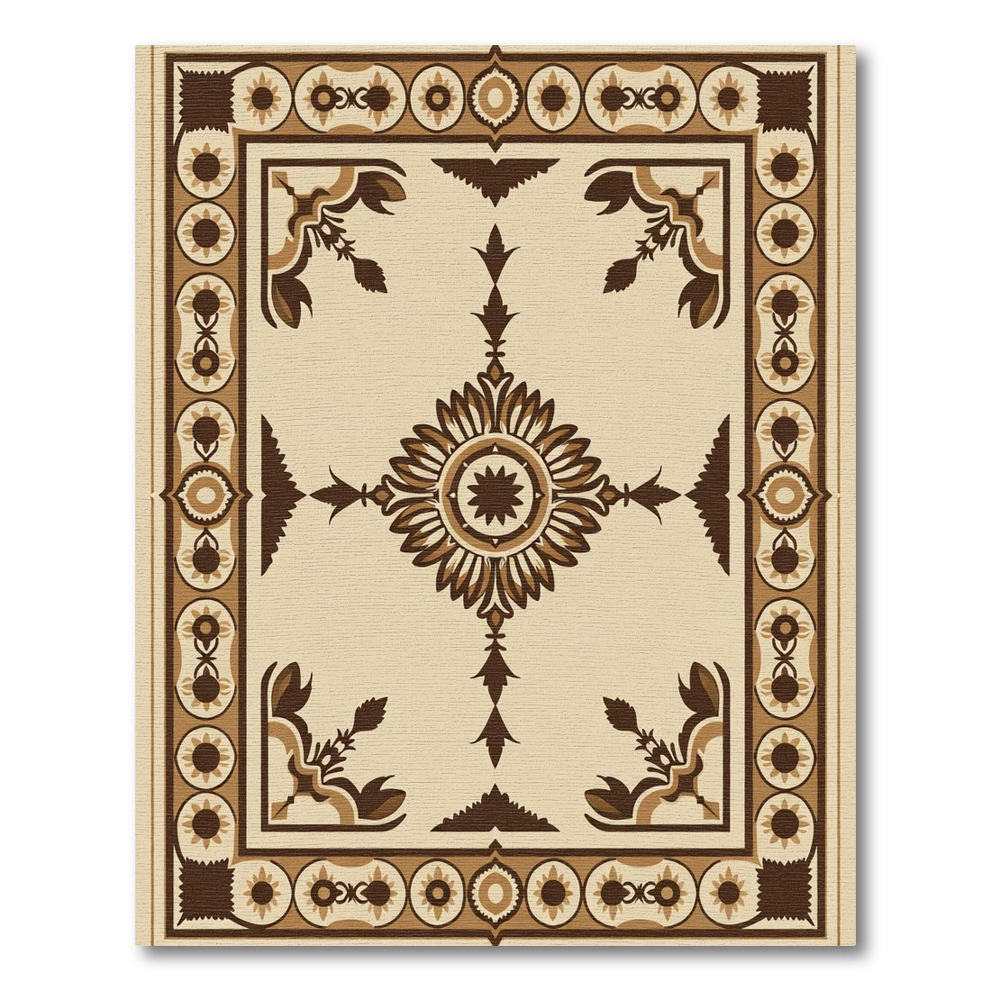 Brown Terra Cotta Floral Medallion Rug