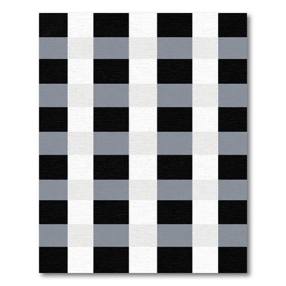 Classic Gray Black White Checkered Rug