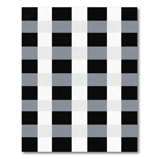Classic Gray Black White Checkered Rug