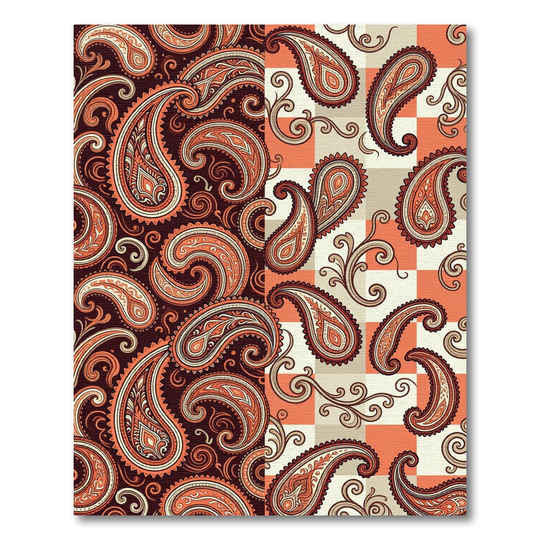 Warm Paisley Swirls Checkerboard Rug