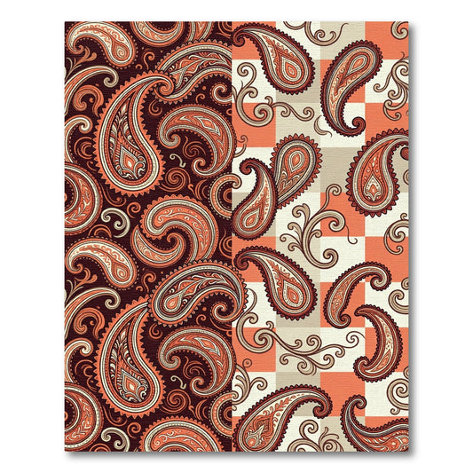 Warm Paisley Swirls Checkerboard Rug