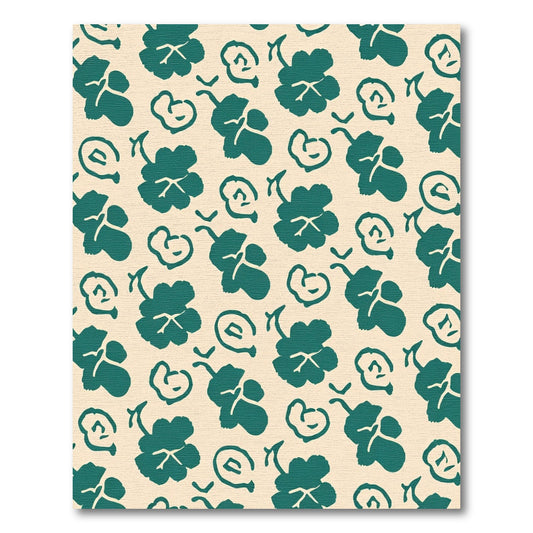 Teal Floral Swirl Botanical Garden Rug