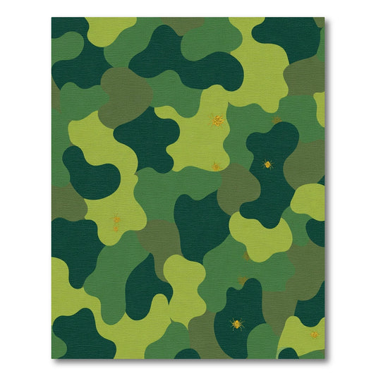 Green Camouflage Golden Spider Accents Rug