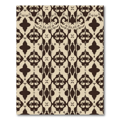 Elegant Khaki Baroque Damask Rug