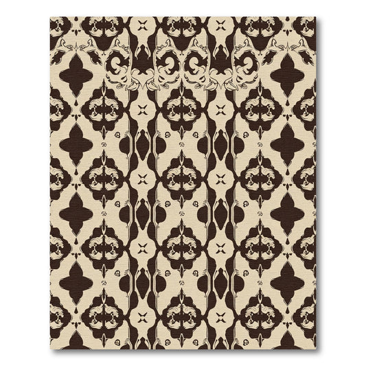 Elegant Khaki Baroque Damask Rug