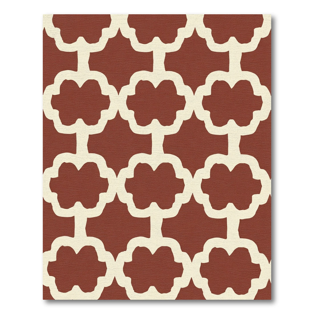 Terracotta Cream Quatrefoil Chain Rug
