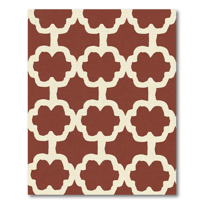 Terracotta Cream Quatrefoil Chain Rug