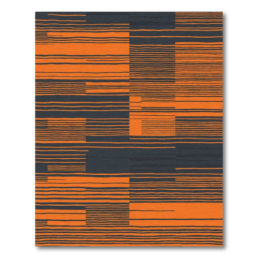 Orange Gray Linear Blocks Rug