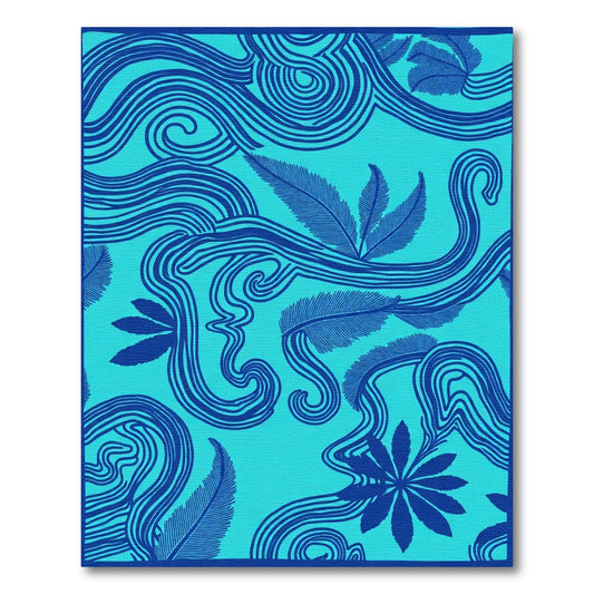 Oceanic Blue Feather Swirl Rug