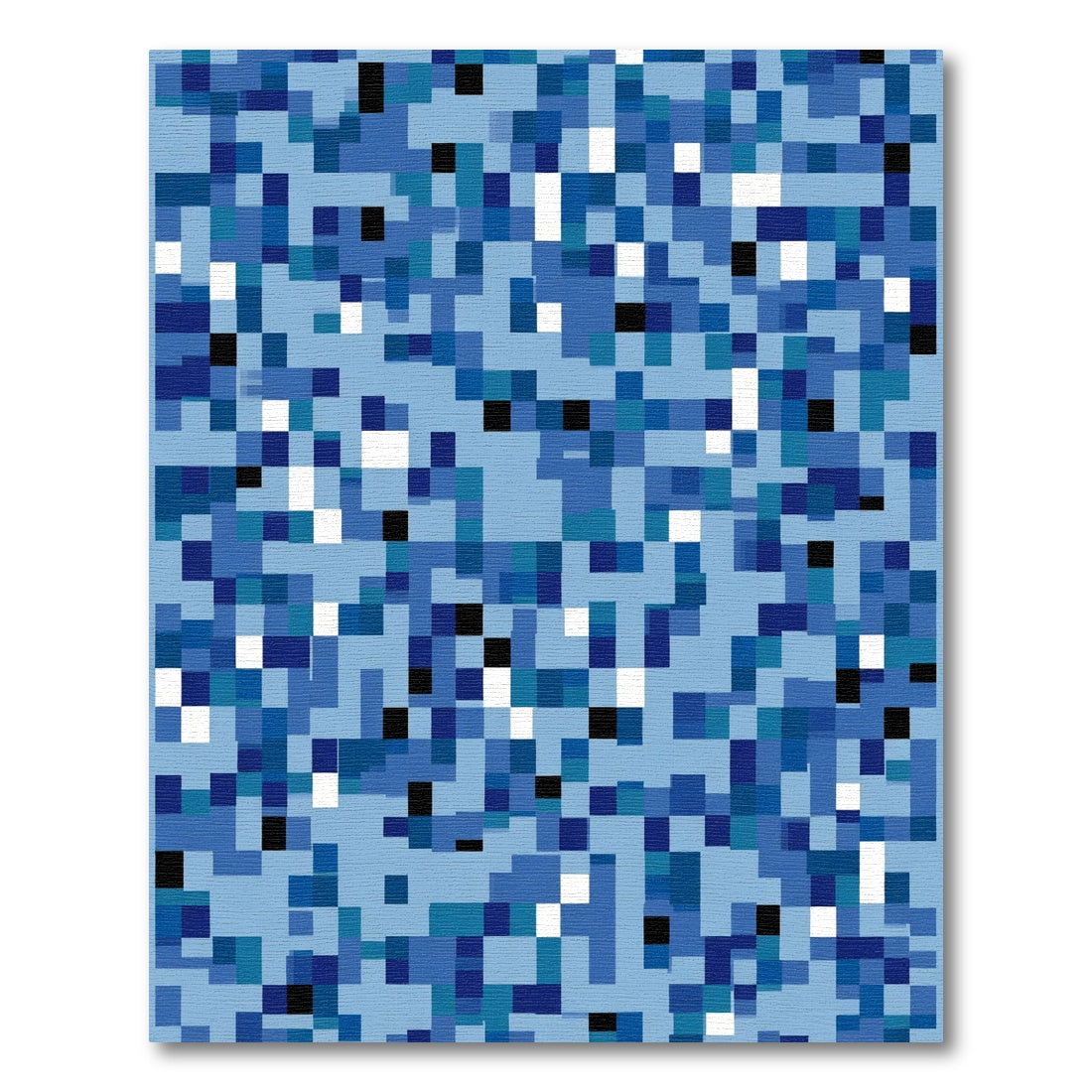 Ocean Blue Pixelated Squares Rug