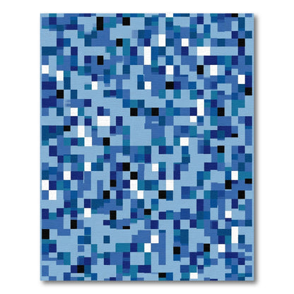 Ocean Blue Pixelated Squares Rug