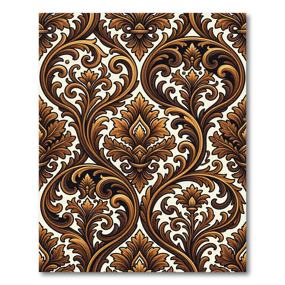 Rich Gold Baroque Floral Swirl Rug