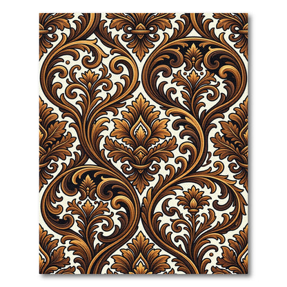 Rich Gold Baroque Floral Swirl Rug
