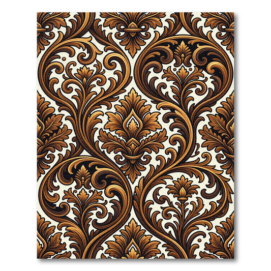 Rich Gold Baroque Floral Swirl Rug